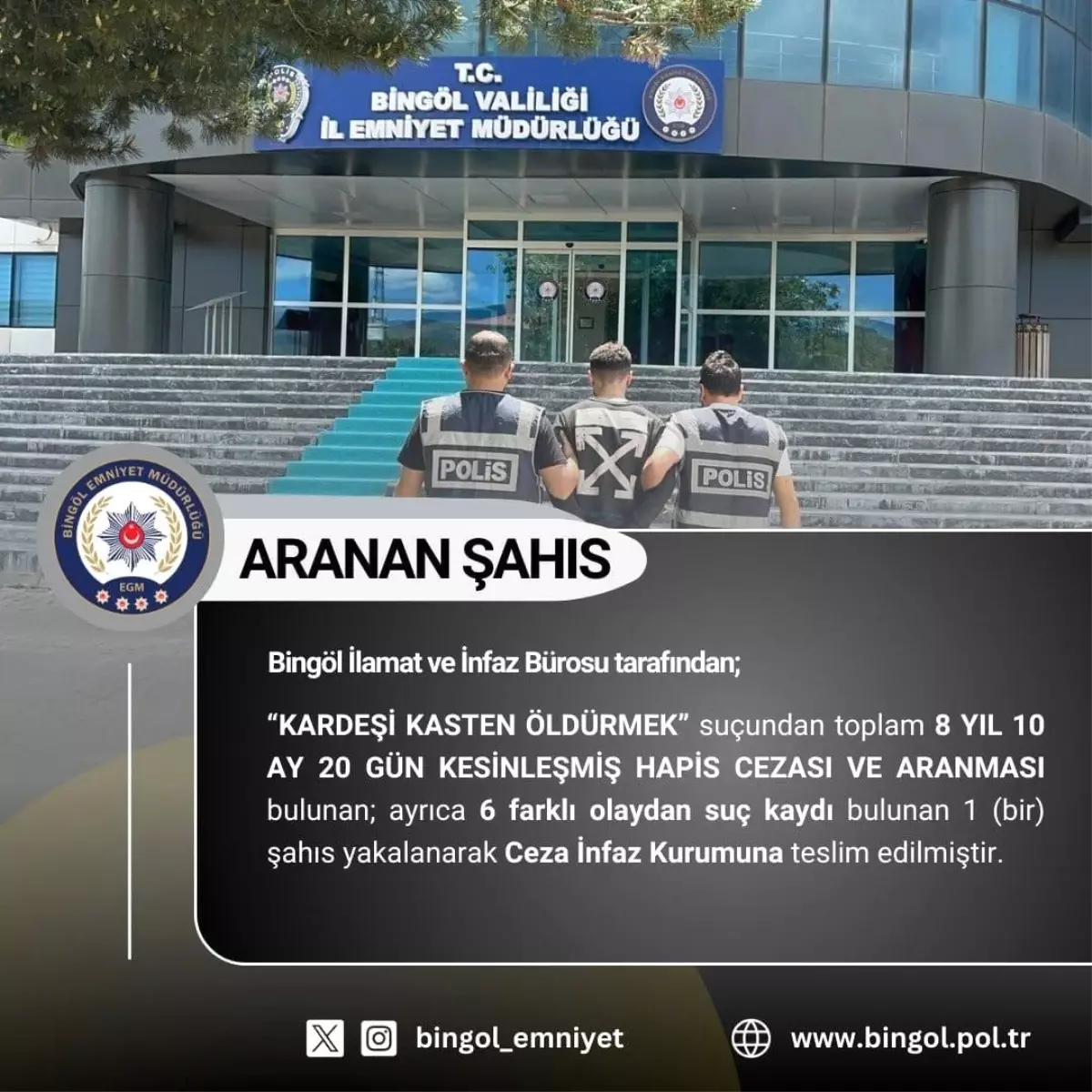 Bingöl’de 8 Yıl Ceza Alan Zanlı Yakalandı