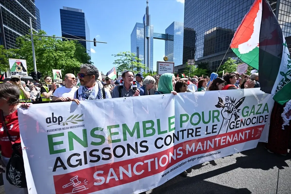 Brüksel’de Filistin İçin Büyük Protesto