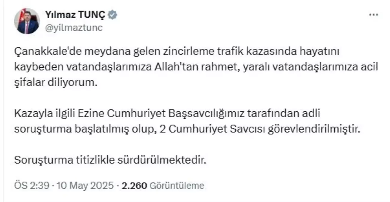 Çanakkale’deki Kazada 2 Savcı Görevlendirildi