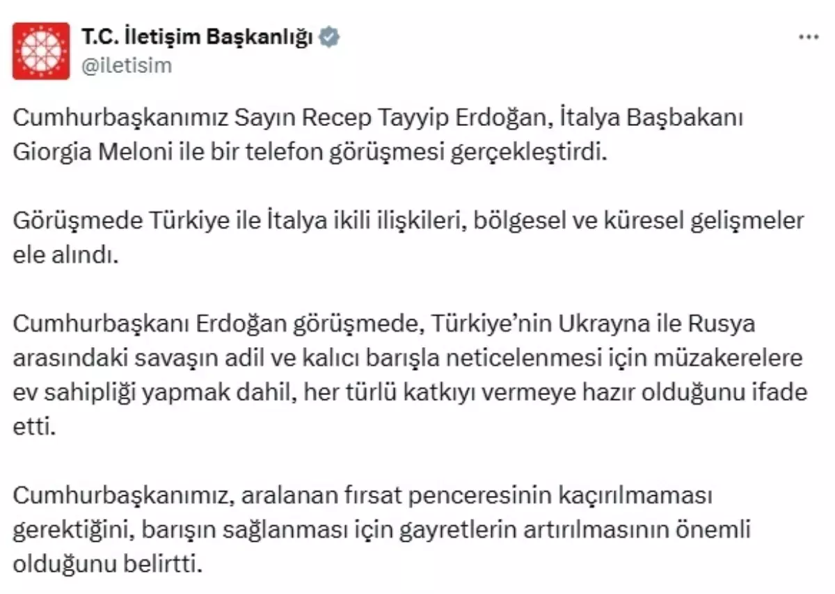 Cumhurbaşkanı Erdoğan, İtalya Başbakanı Meloni ile görüştü