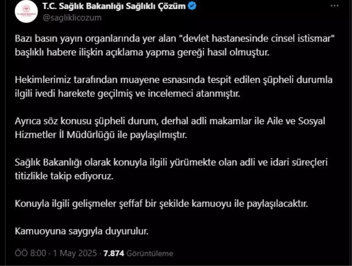 Devlet Hastanesinde Cinsel İstismar Savı