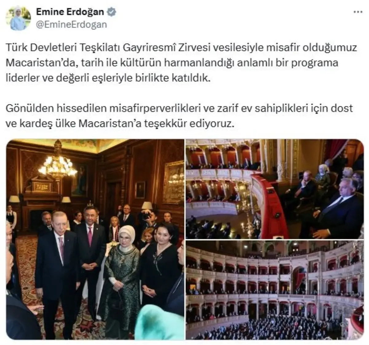 Emine Erdoğan, Macaristan’da kültürel programa katıldı