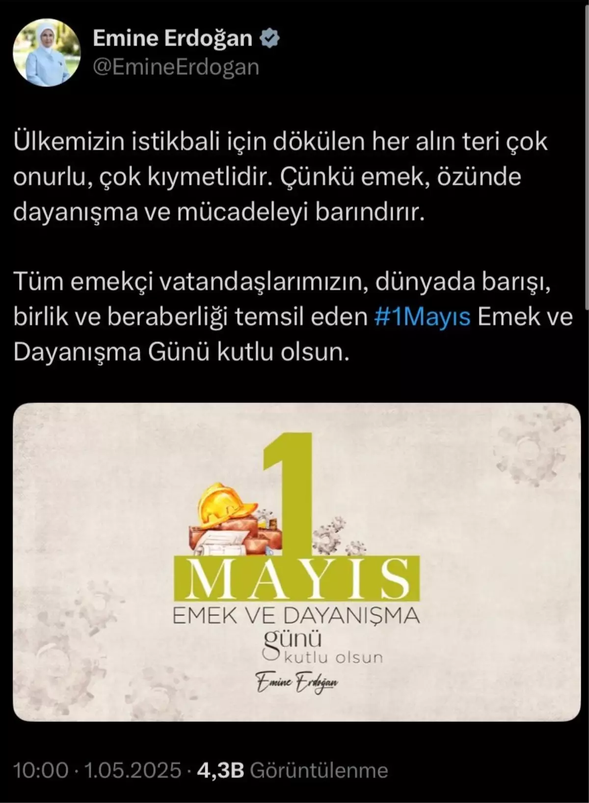 Emine Erdoğan’dan 1 Mayıs Bildirisi