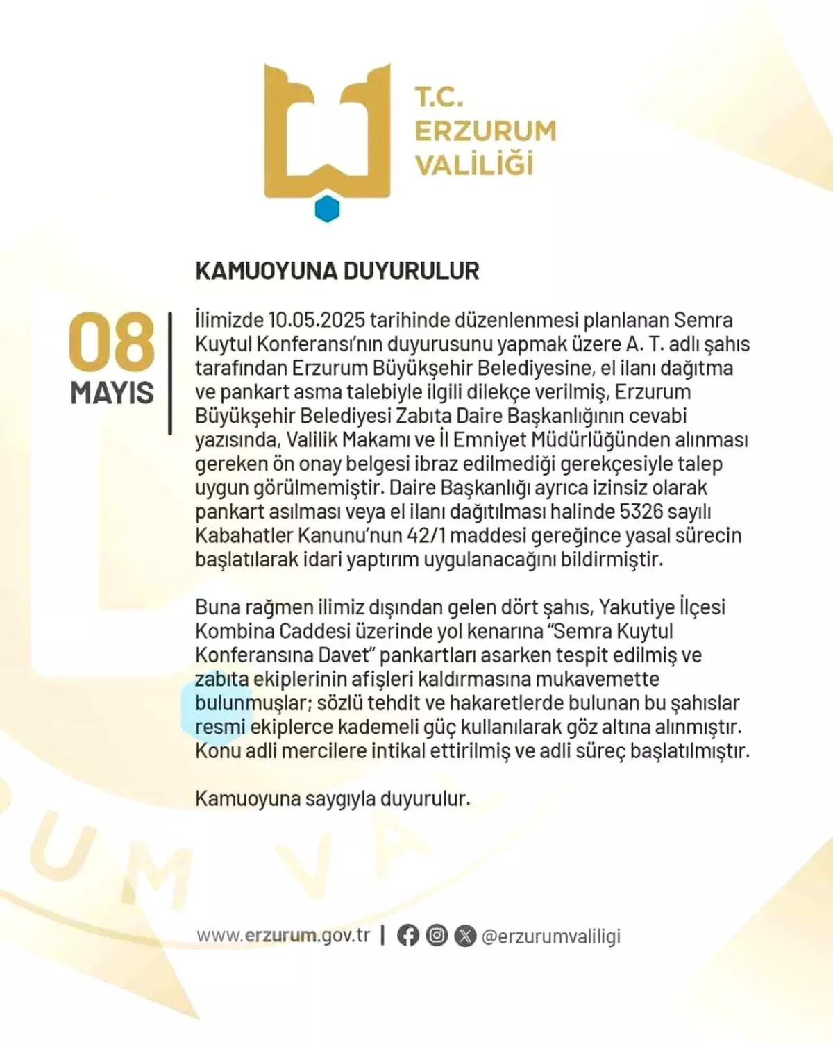 Erzurum’da Müsaadesiz Pankart Asan 4 Kişi Gözaltına Alındı