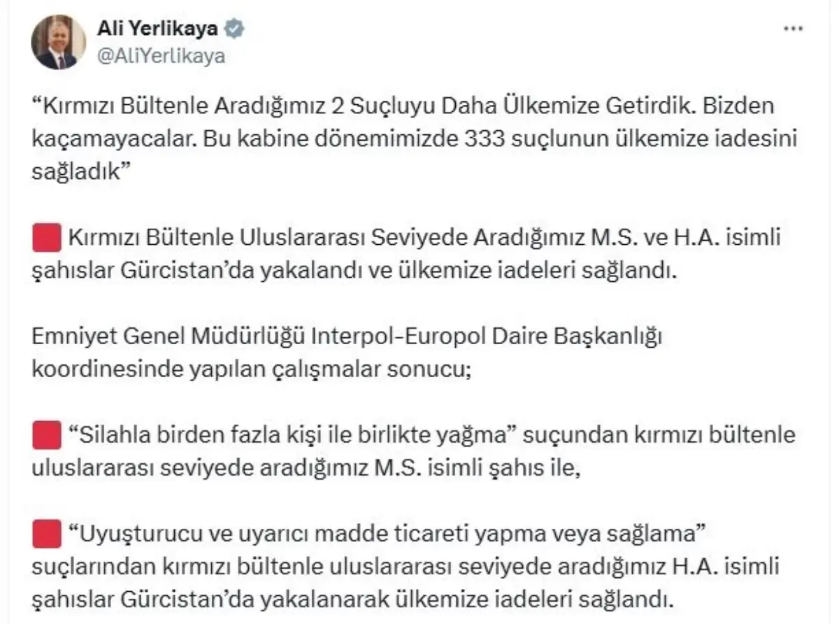 İki Hatalı Gürcistan’da Yakalandı