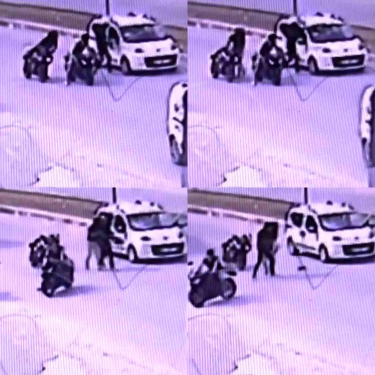 Motosiklet Şoförü Kaskla Araca Saldırdı