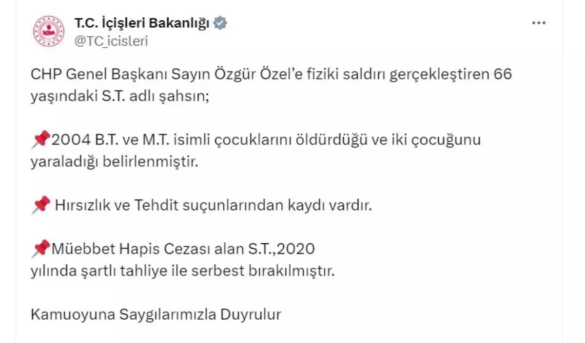 Özgür Özel’e Saldıran Şahısın Geçmişi