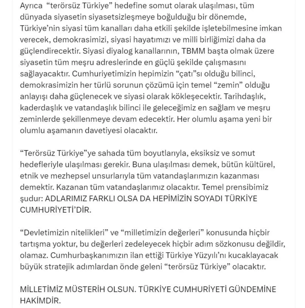PKK’nın Feshi Terörsüz Türkiye İçin Kıymetli
