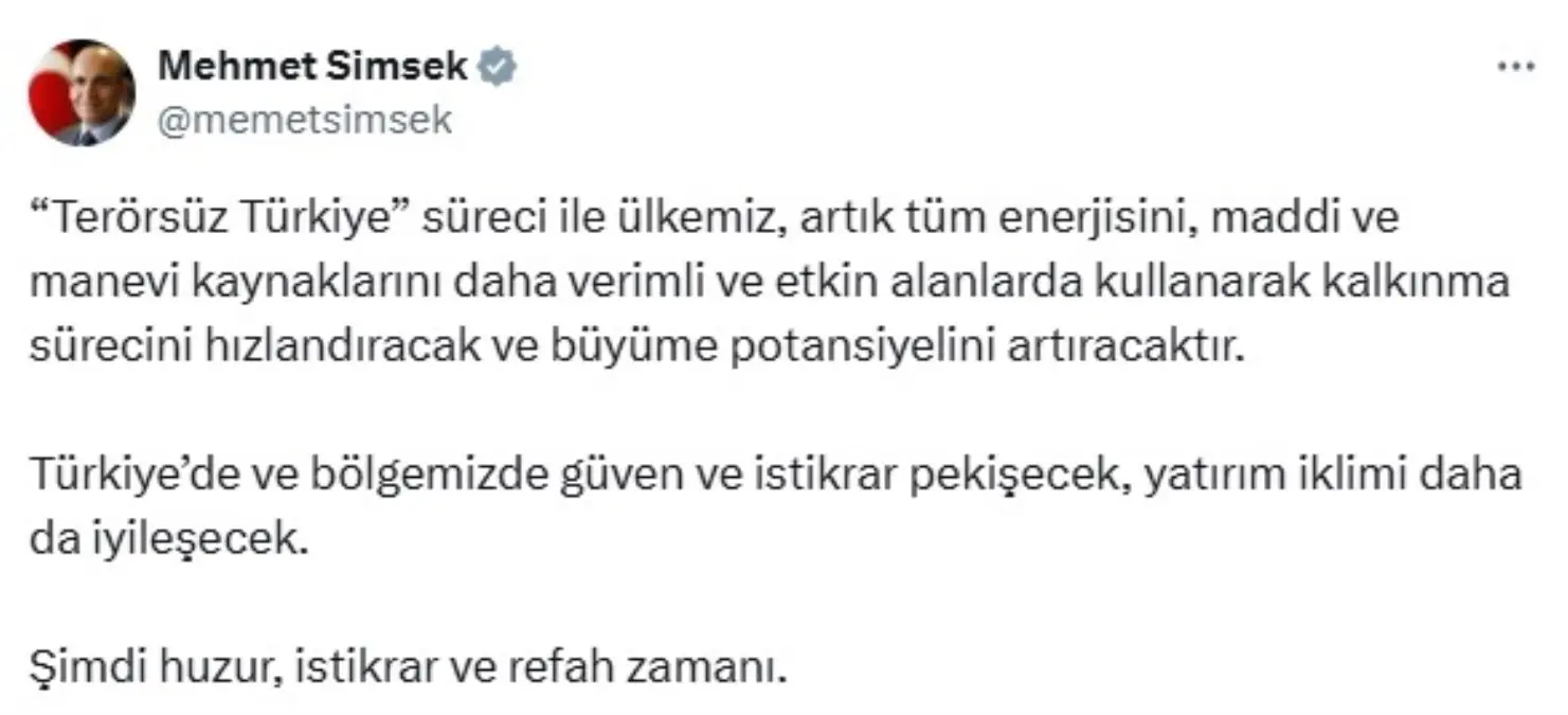 Şimşek’ten Huzur ve İstikrar Vurgusu