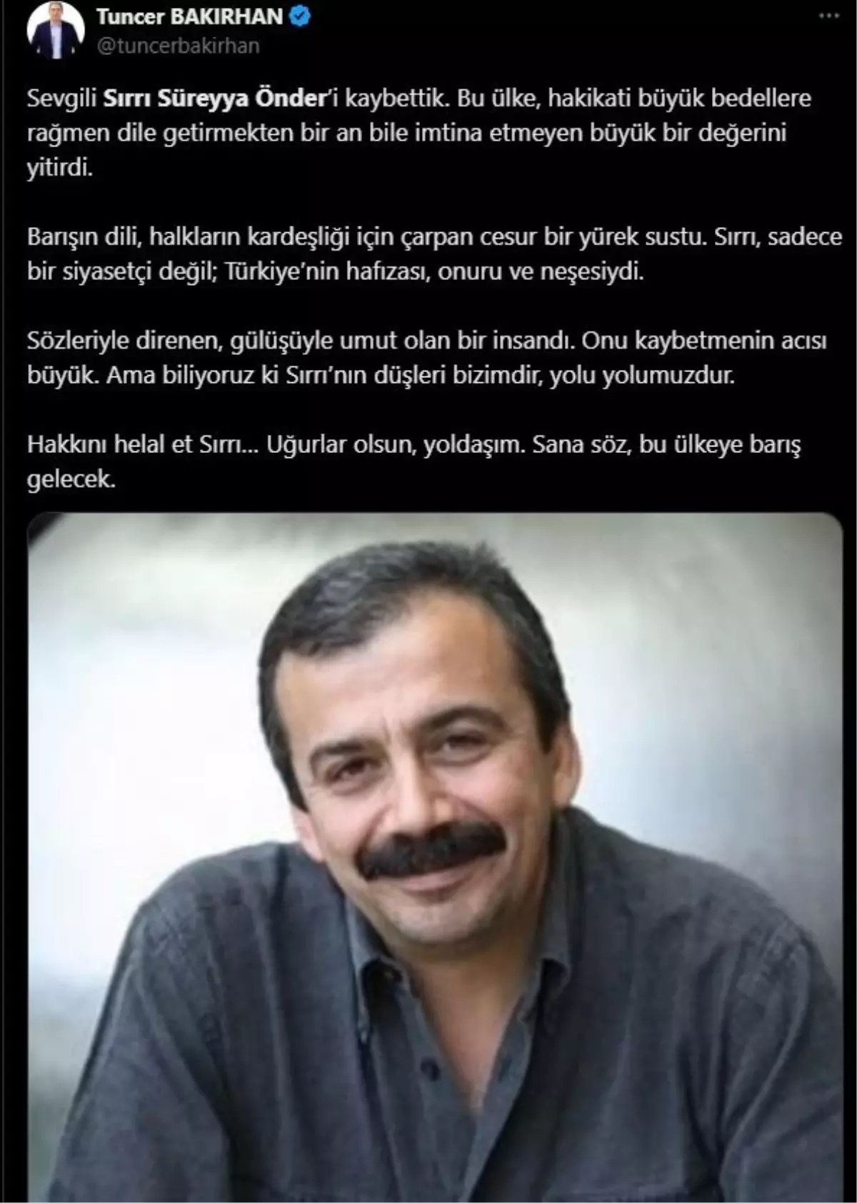 Sırrı Süreyya Başkan’a Veda