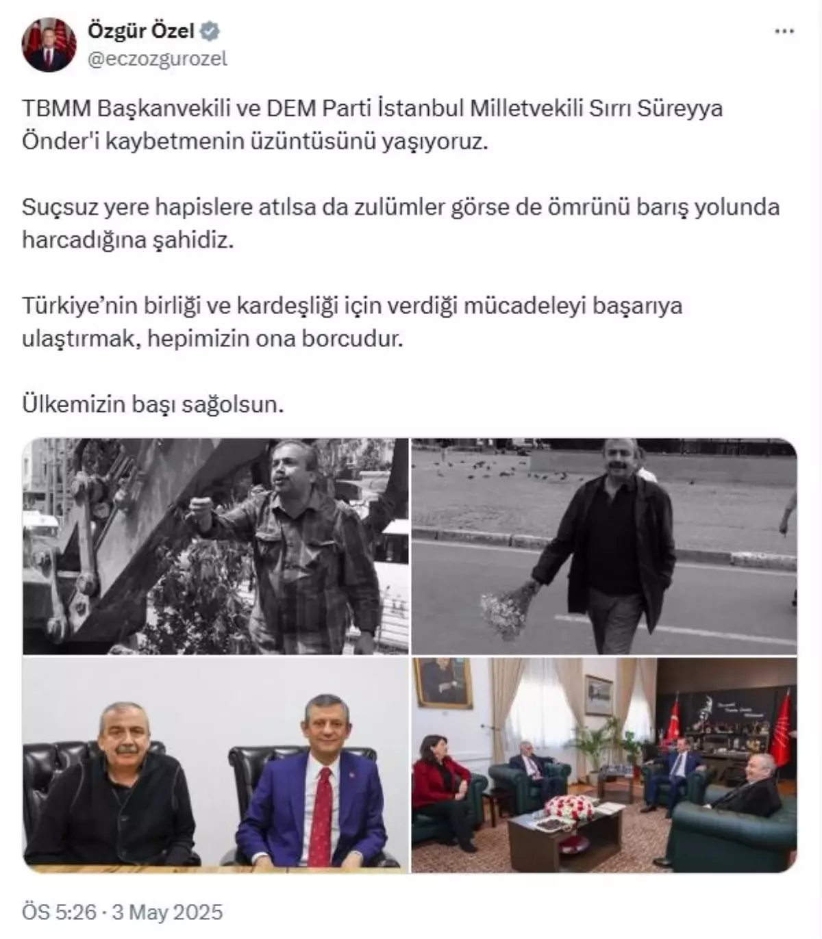 Sırrı Süreyya Başkan’a Veda