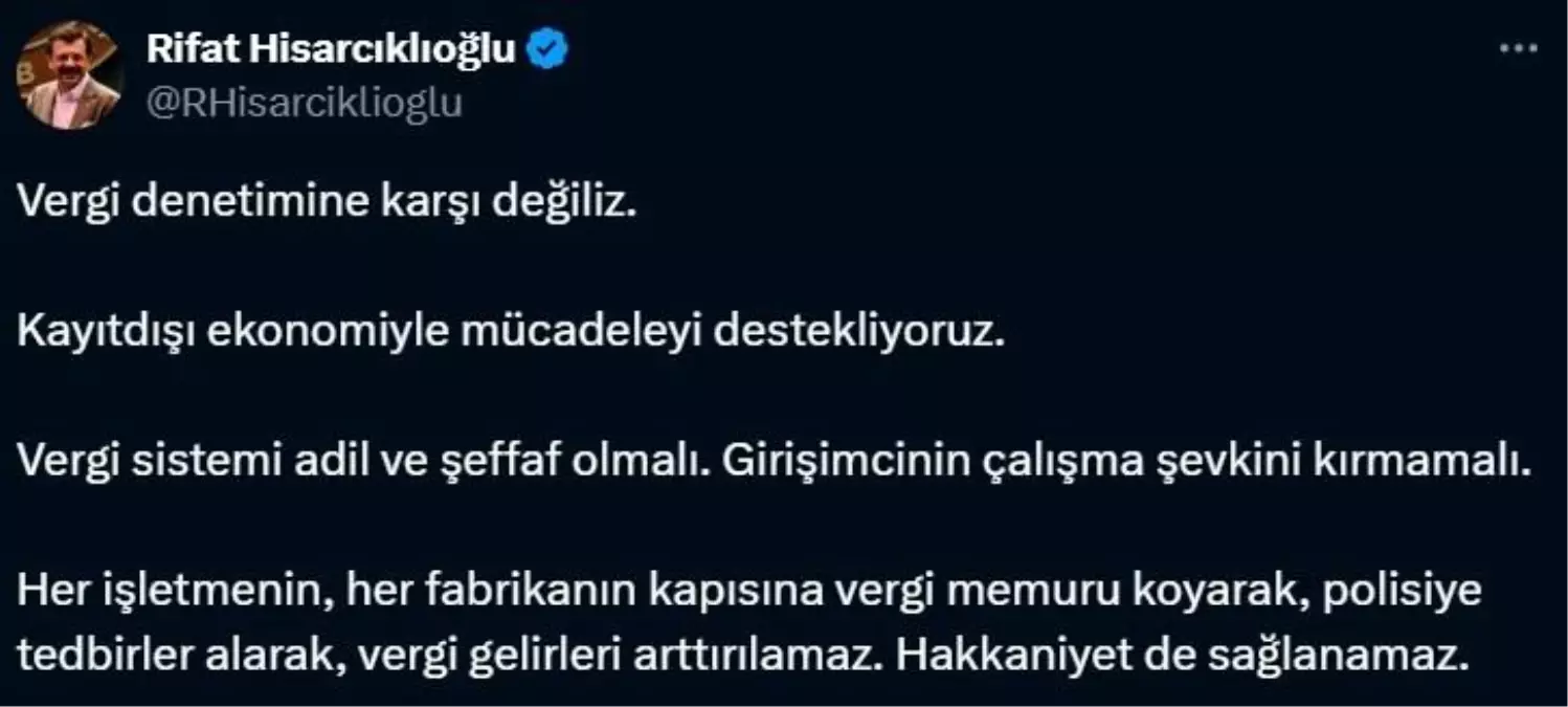 TOBB Lideri’nden Vergi Sistemi Vurgusu