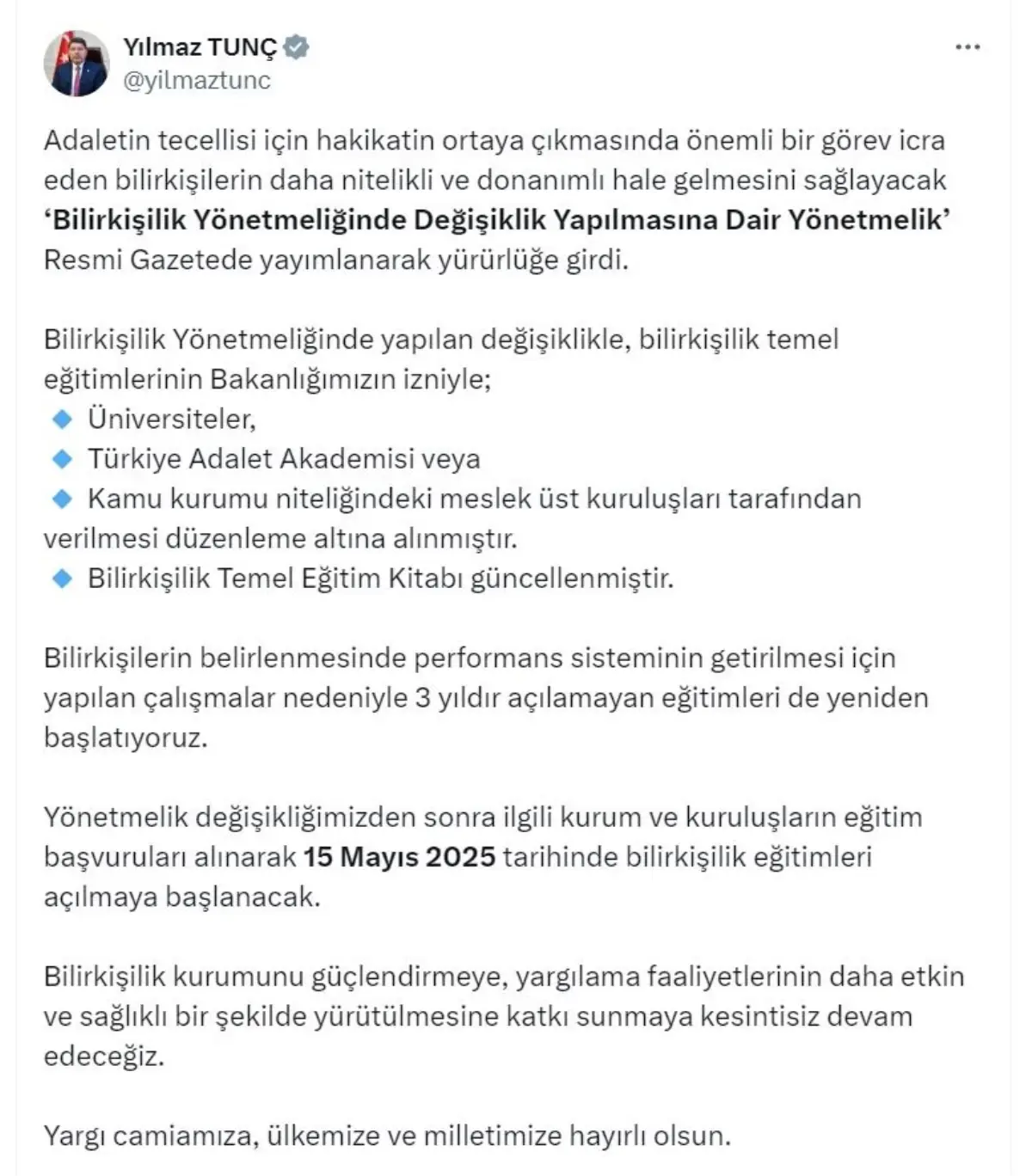 Uzmanlık Yönetmeliği Değişti
