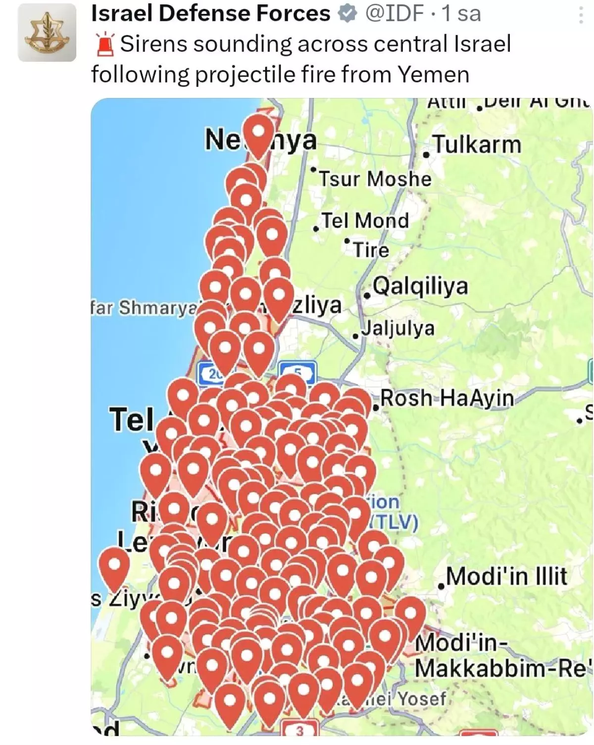 Yemen’den İsrail’e Füze Saldırısı